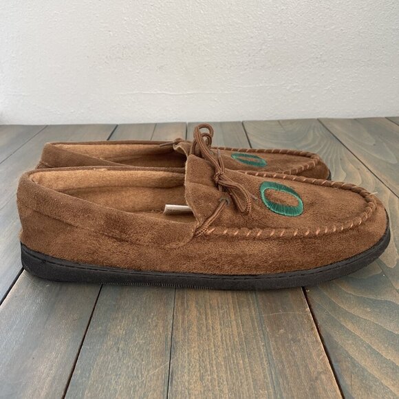 University of Oregon Ducks NCAA Brown Faux Suede Slippers - Cozy Mens 12 (XM1) - Picture 2 of 8